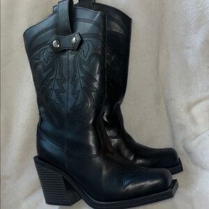 Black Western Leather Boots